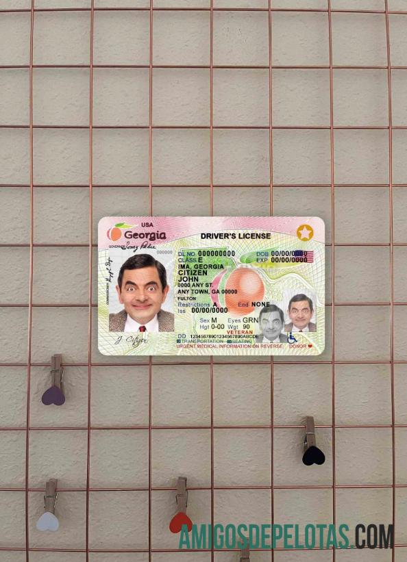 Carteira de habilitação dos EUA na Geórgia (2017 2019) fotolook frente amostra